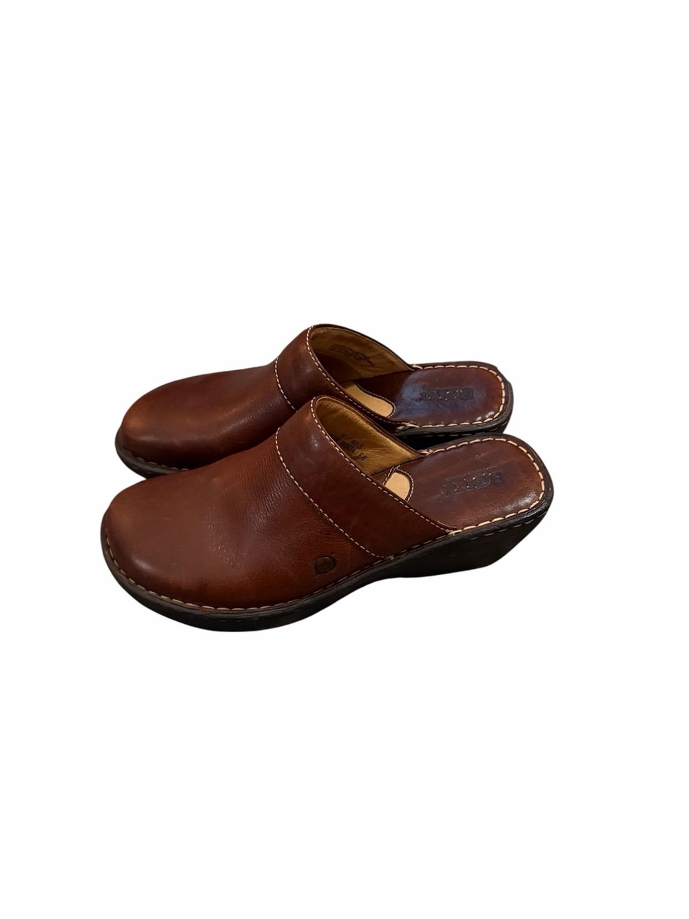 Born Brown Leather Women's Clog Mules